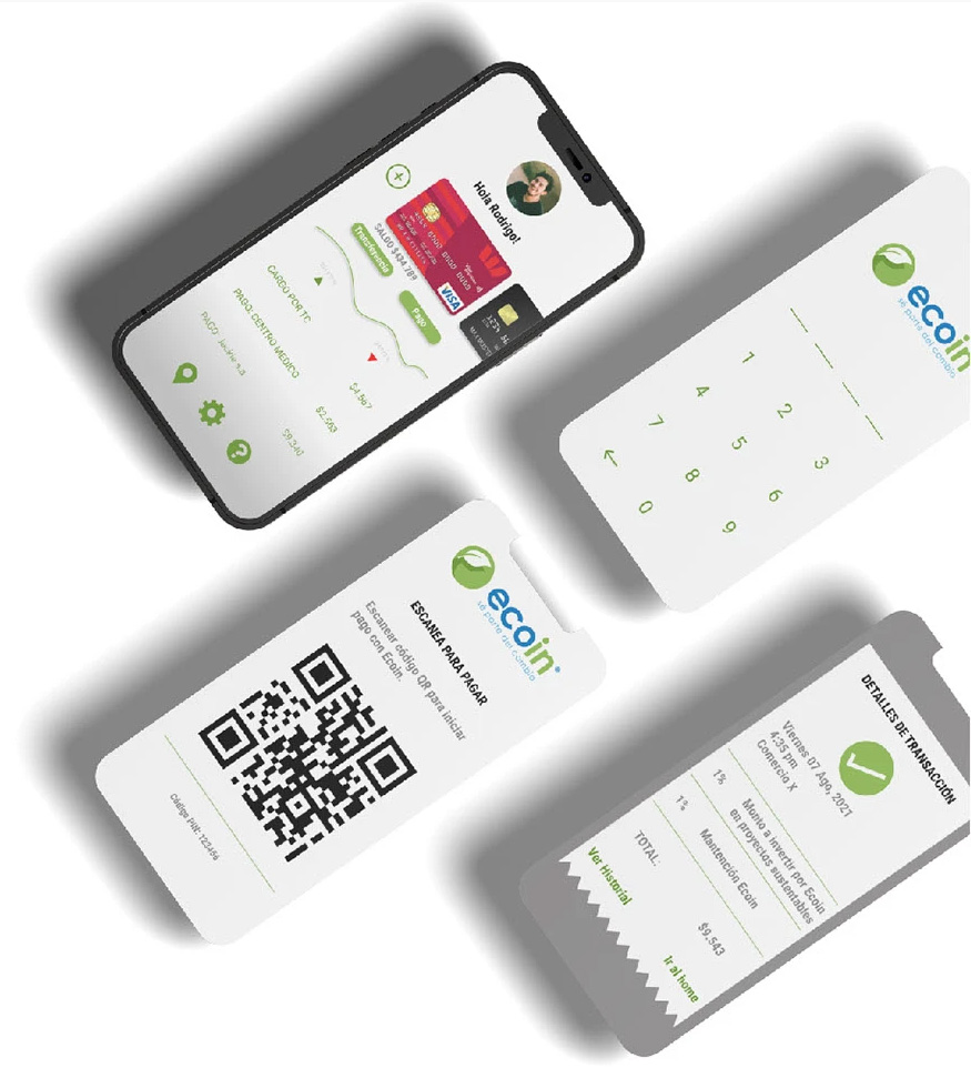 Mockup móvil de Ecoin