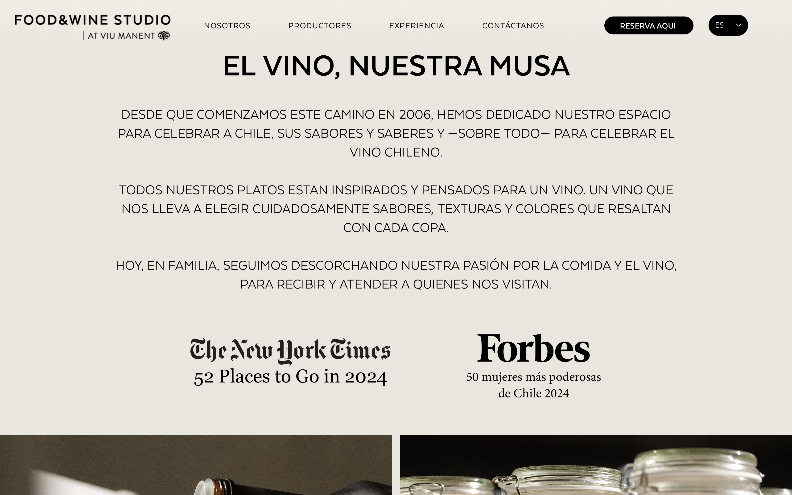 Página del sitio Food&Wine Studio