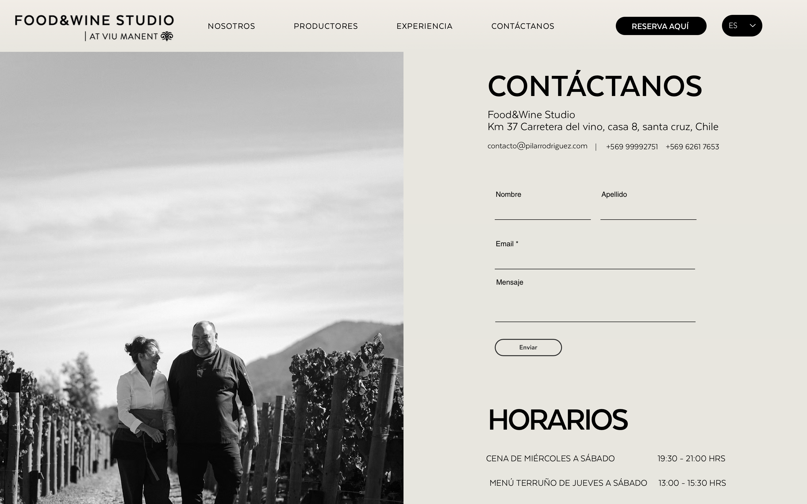 Experiencia web de Food&Wine Studio